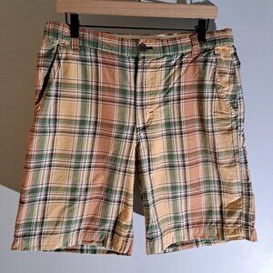 Banana Republic Men's 32x9.5 Flat Front 100% Cotton Plaid Shorts
